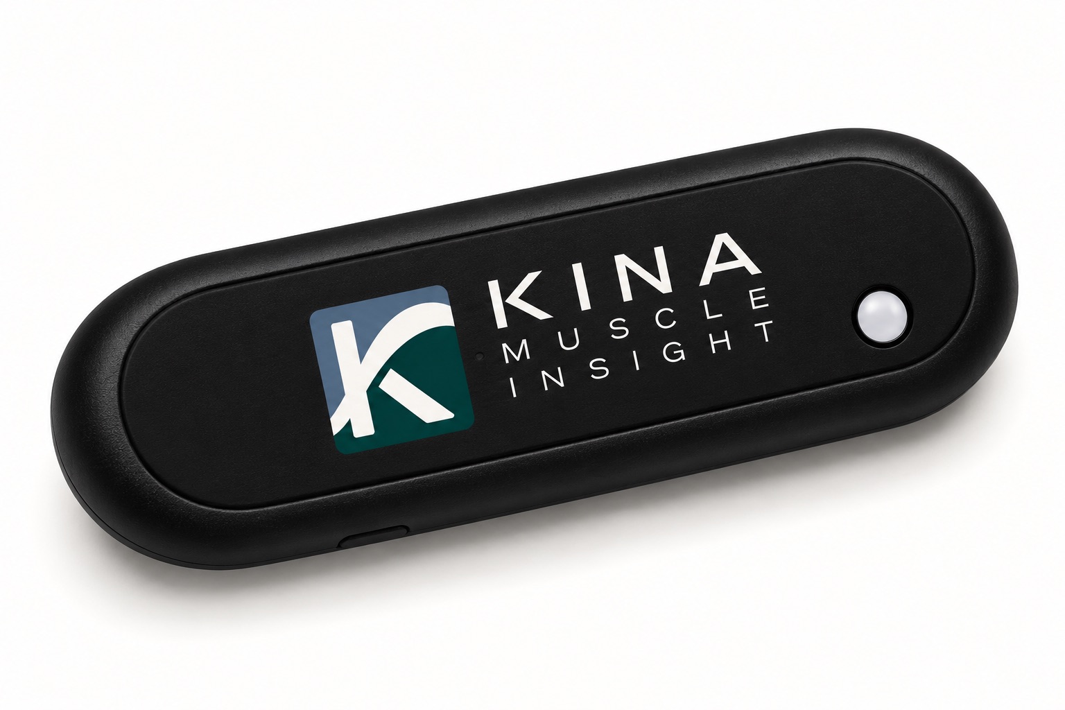 Supplied rendering of the black Kina pelvic performance sensor with Kina branding